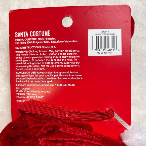 Merry and Bright Santa Costume for Small Animals and puppies - Picture 5 of 6